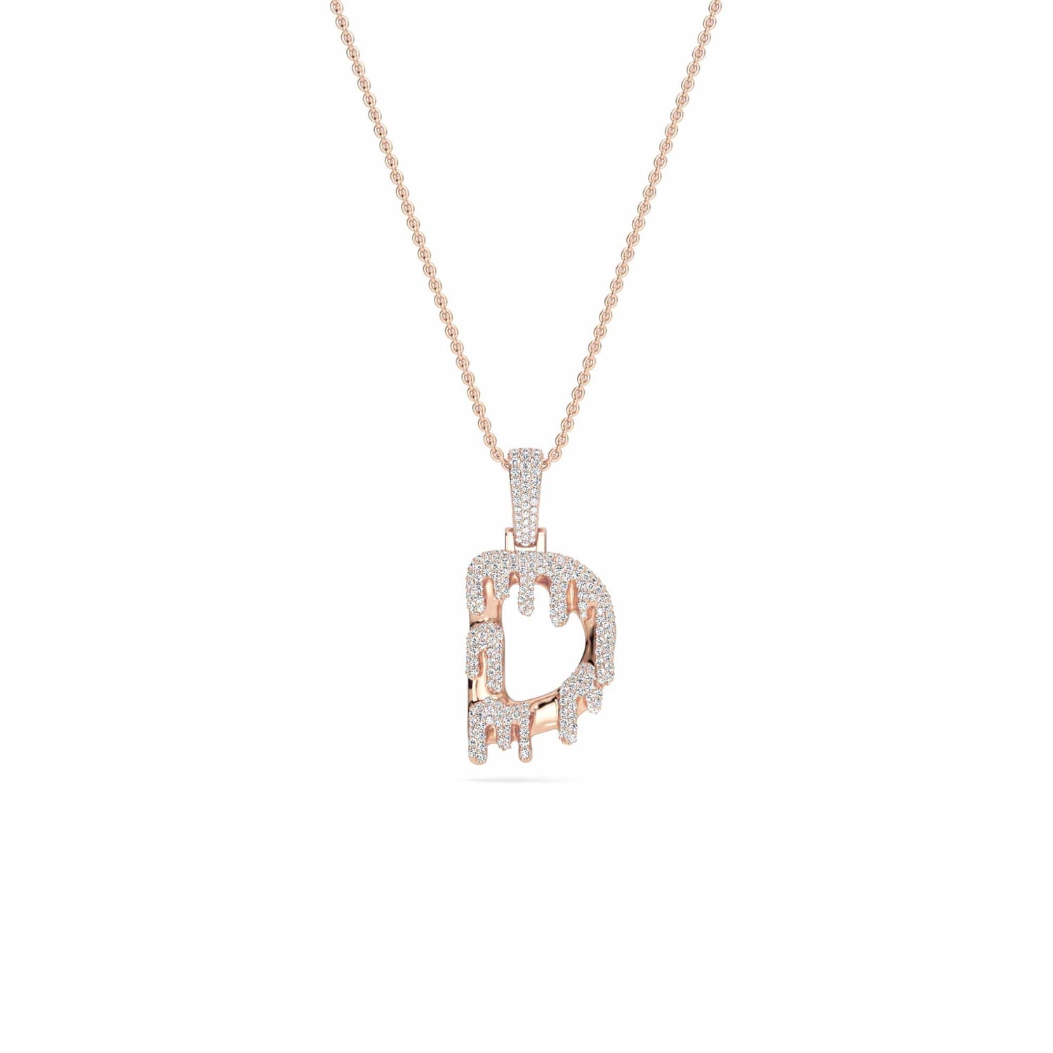 D Initial Dripping Diamond Pendant Necklace - Dev