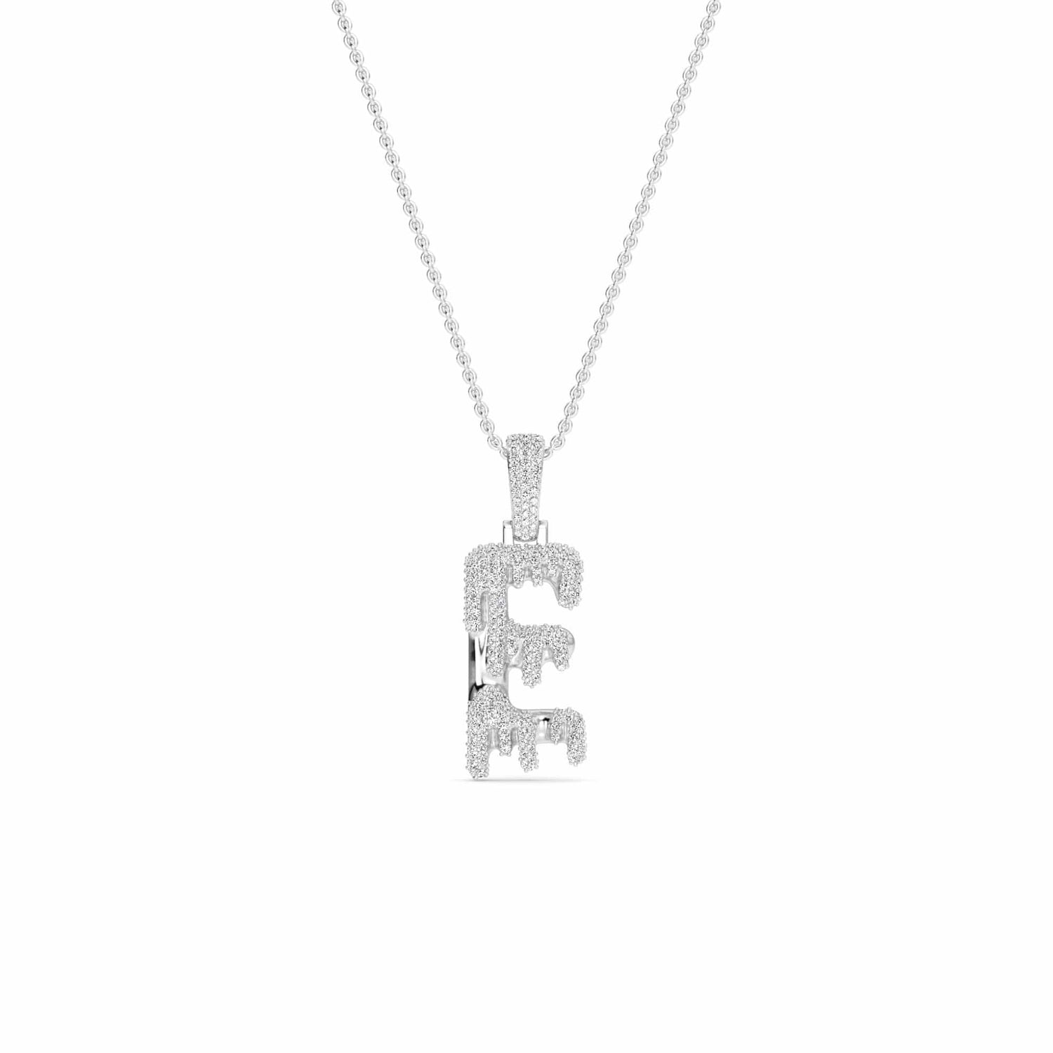 E Initial Dripping Diamond Pendant Necklace - Elias