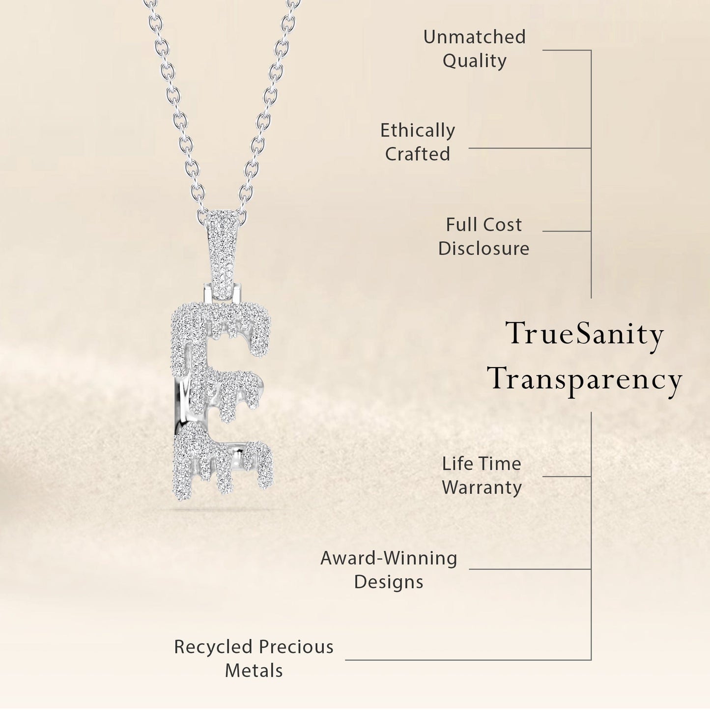 E Initial Dripping Diamond Pendant Necklace - Elias