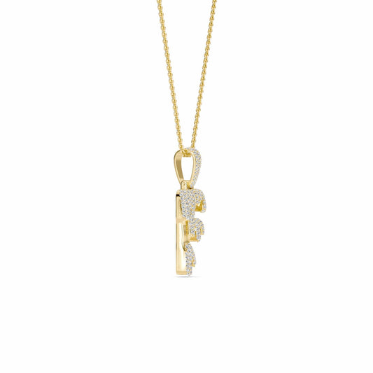 F Initial Dripping Diamond Pendant Necklace - Finn