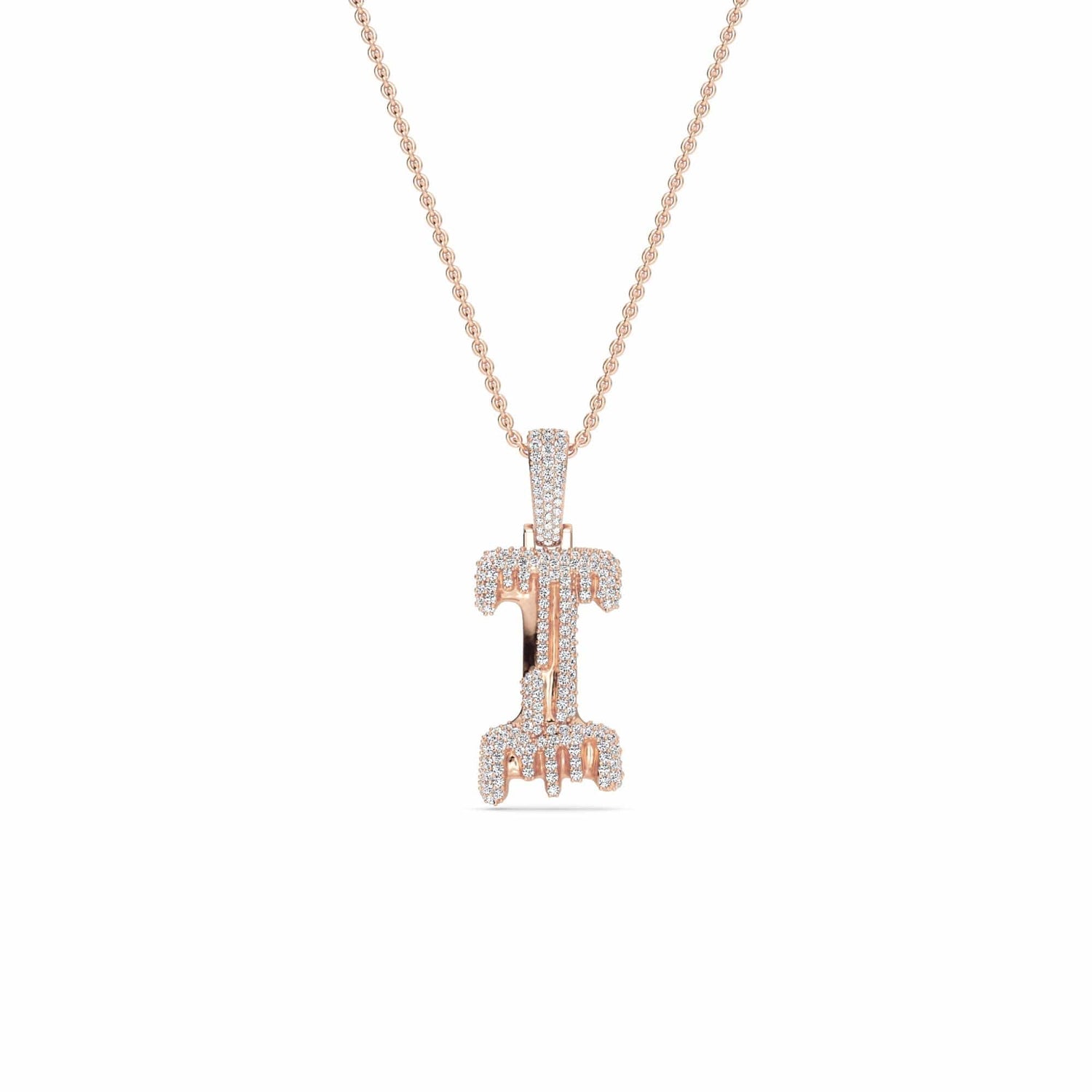 I Initial Dripping Diamond Pendant Necklace - Ignacio