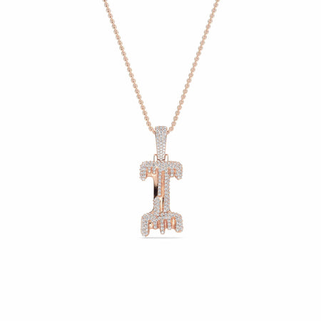 I Initial Dripping Diamond Pendant Necklace - Ignacio