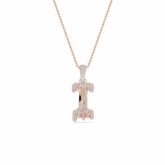 I Initial Dripping Diamond Pendant Necklace - Ignacio
