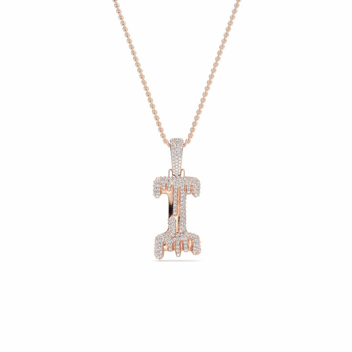 I Initial Dripping Diamond Pendant Necklace - Ignacio