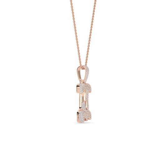I Initial Dripping Diamond Pendant Necklace - Ignacio