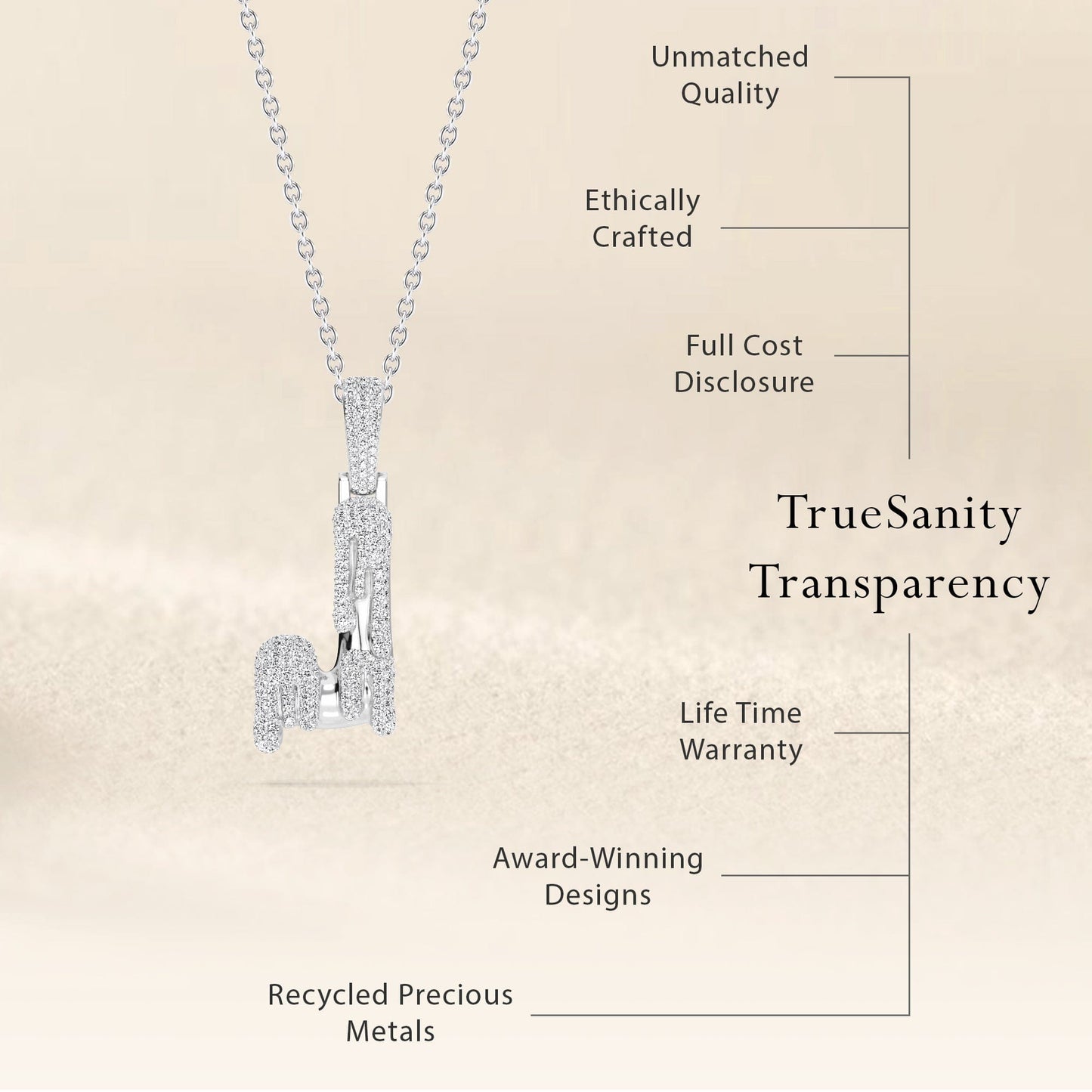 J Initial Dripping Diamond Pendant Necklace - Jace