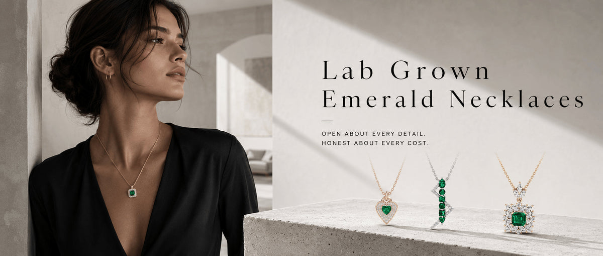 Lab grown emerald necklaces