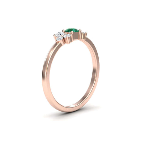 0.18-carat Emerald & Diamond Cluster Ring in 14K Rose gold, Liana style, side view