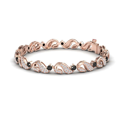 Black & White Diamond Swirl Link Bracelet