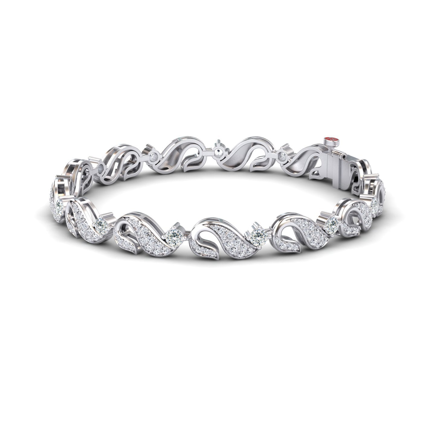 Moissanite & Diamond Swirl Link Bracelet - Elizabeth