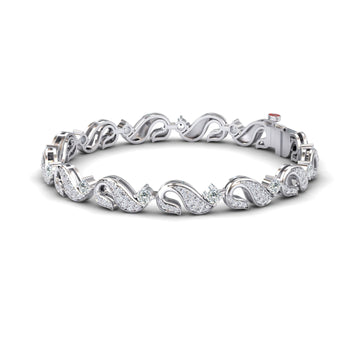 Moissanite & Diamond Swirl Link Bracelet - Elizabeth