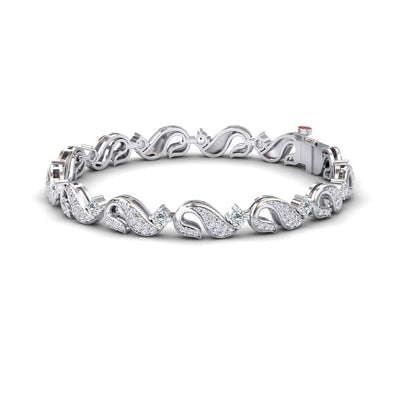Moissanite & Diamond Swirl Link Bracelet