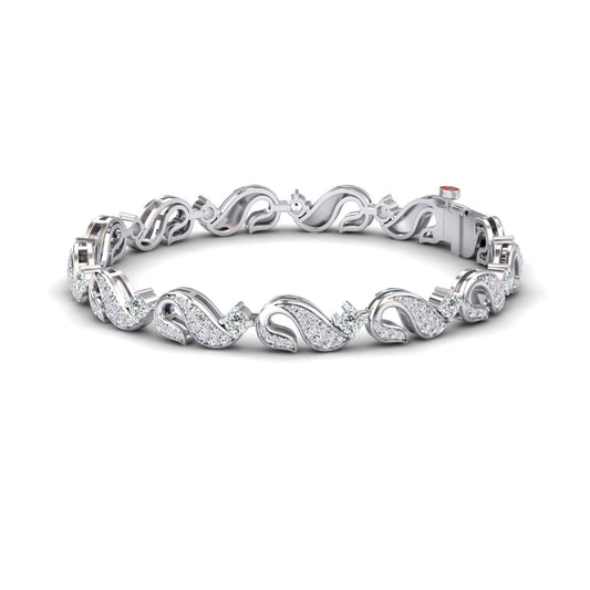 Moissanite & Diamond Swirl Link Bracelet - Elizabeth