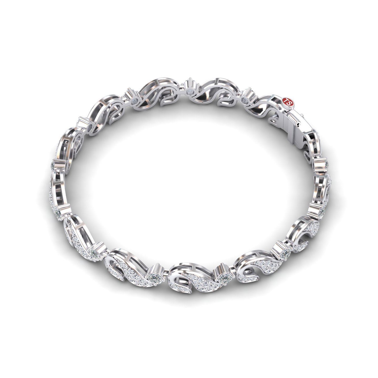 Moissanite & Diamond Swirl Link Bracelet - Elizabeth