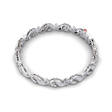 Moissanite & Diamond Swirl Link Bracelet - Elizabeth
