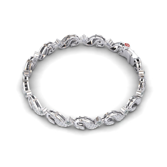 Moissanite & Diamond Swirl Link Bracelet - Elizabeth