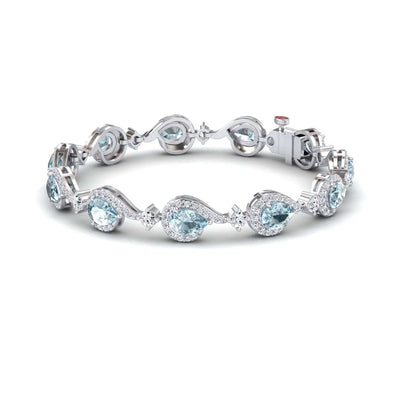 Aquamarine & Diamond Tennis Bracelet