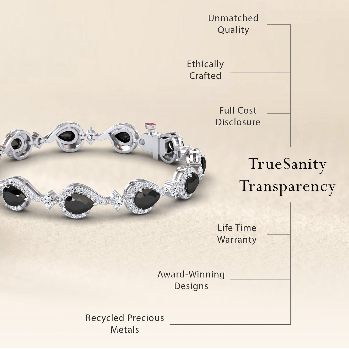 Black & White Diamond Tennis Bracelet - Gemma
