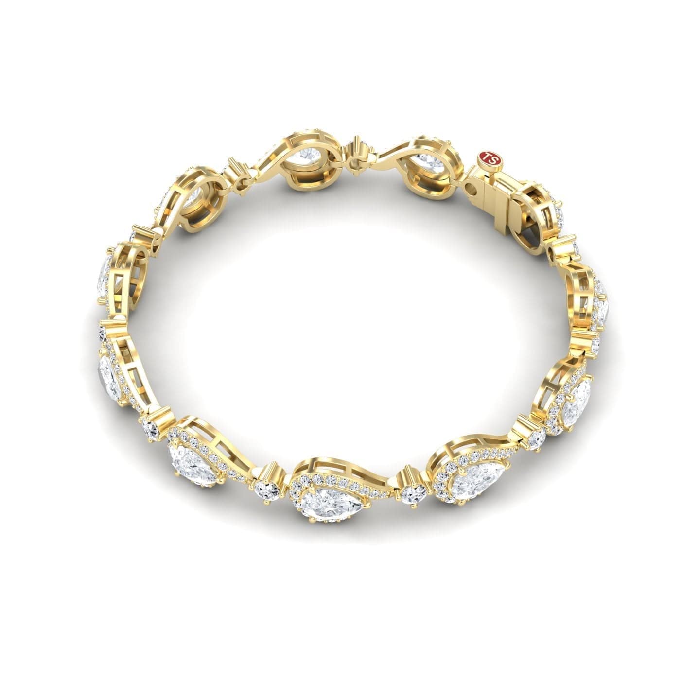 The Lab Grown Diamond Tennis Bracelet - Gemma features oval and round diamond clusters in an alternating pattern, displayed on a white background.