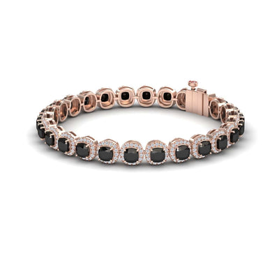 Black & White Diamond Halo Tennis Bracelet