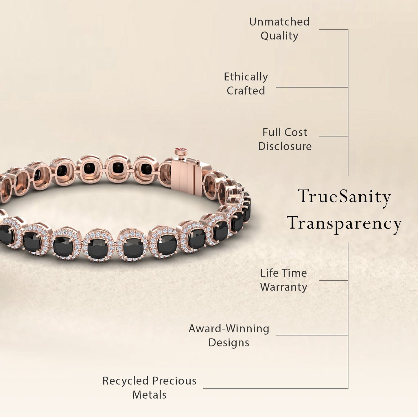 Black & White Diamond Halo Tennis Bracelet - Isabella