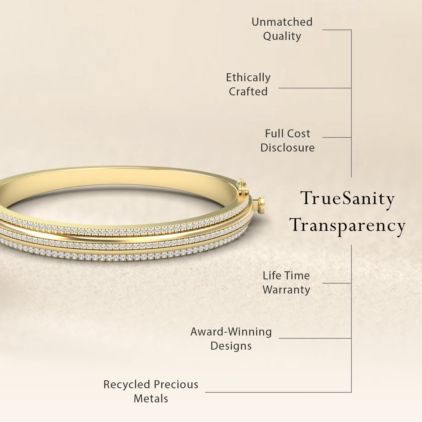 Bold White Diamond Bangle: Unconventional Elegance - MYSB14