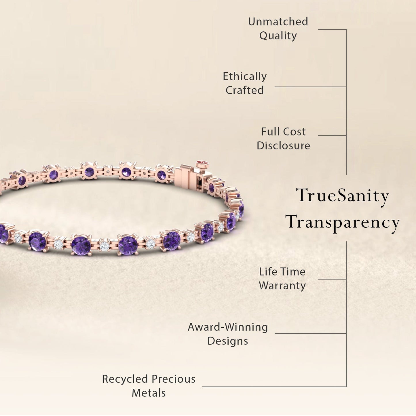 Amethyst & Diamond Tennis Bracelet - Natalia