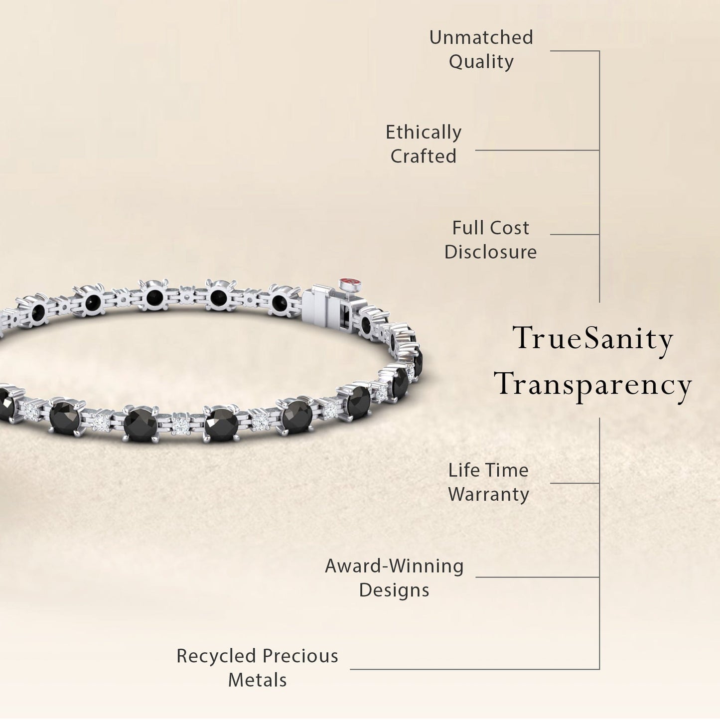Black & White Diamond Tennis Bracelet - Natalia