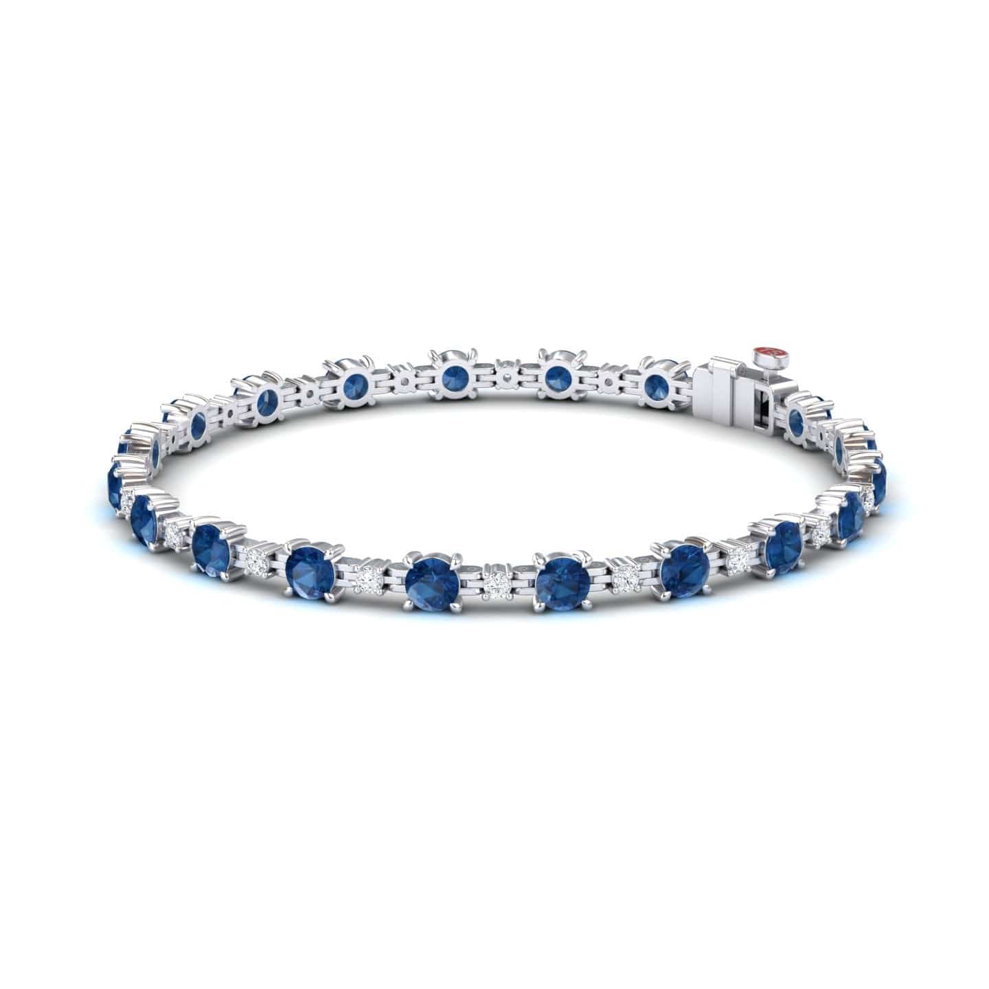 London Blue Topaz & Diamond Tennis Bracelet - Natalia