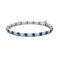 London Blue Topaz & Diamond Tennis Bracelet - Natalia