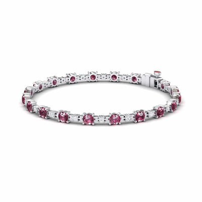 Pink Tourmaline & Diamond Tennis Bracelet