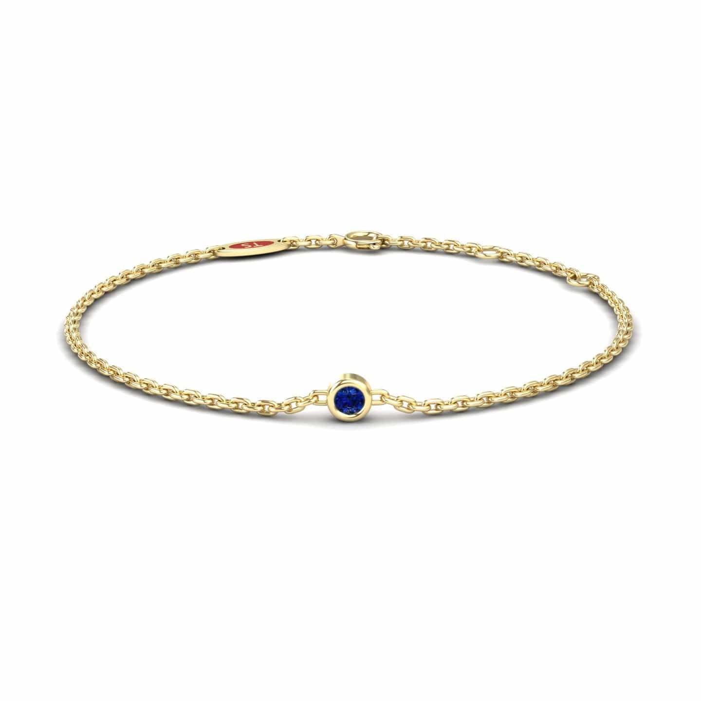 Blue Sapphire Bezel Set Chain Bracelet - Aisha