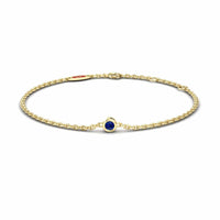 Blue Sapphire Bezel Set Chain Bracelet - Aisha