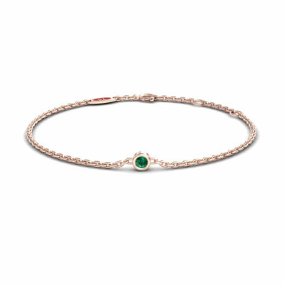 Emerald Bezel Set Chain Bracelet