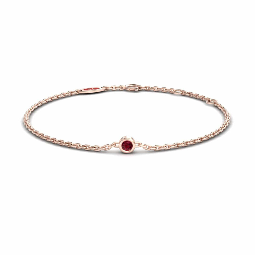 Ruby Bezel Set Chain Bracelet - Aisha