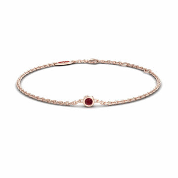Ruby Bezel Set Chain Bracelet - Aisha