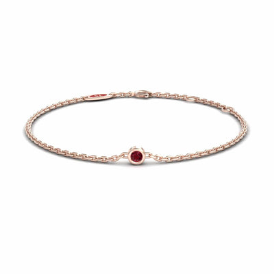 Ruby Bezel Set Chain Bracelet