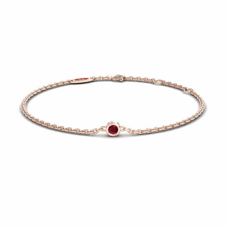 Ruby Bezel Set Chain Bracelet - Aisha
