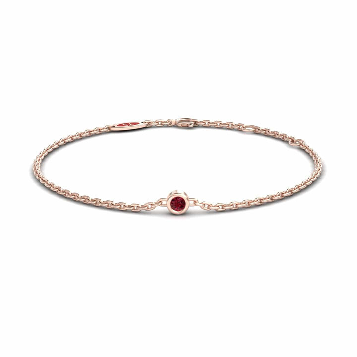 Ruby Bezel Set Chain Bracelet - Aisha