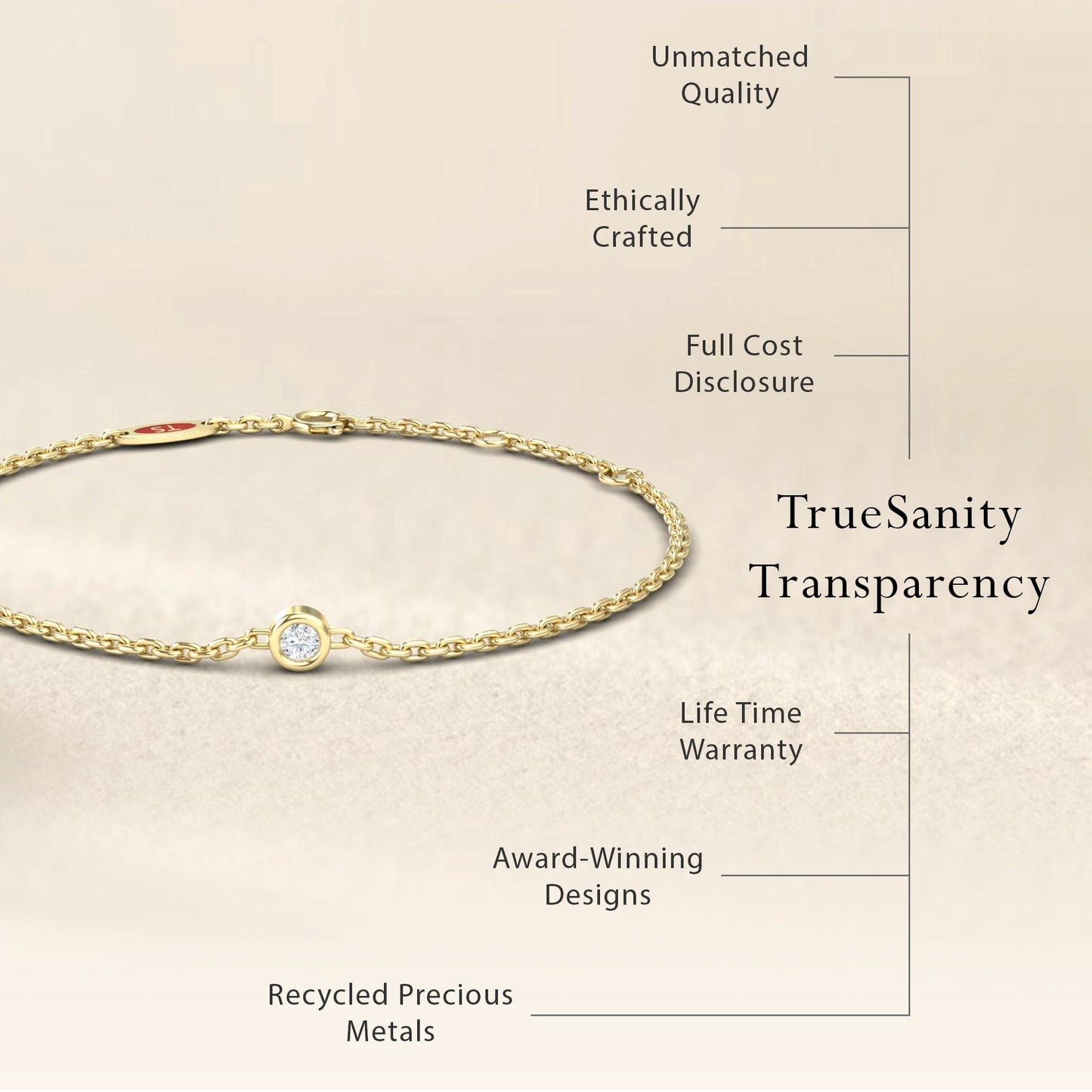 White Diamond Bezel Set Chain Bracelet - Aisha