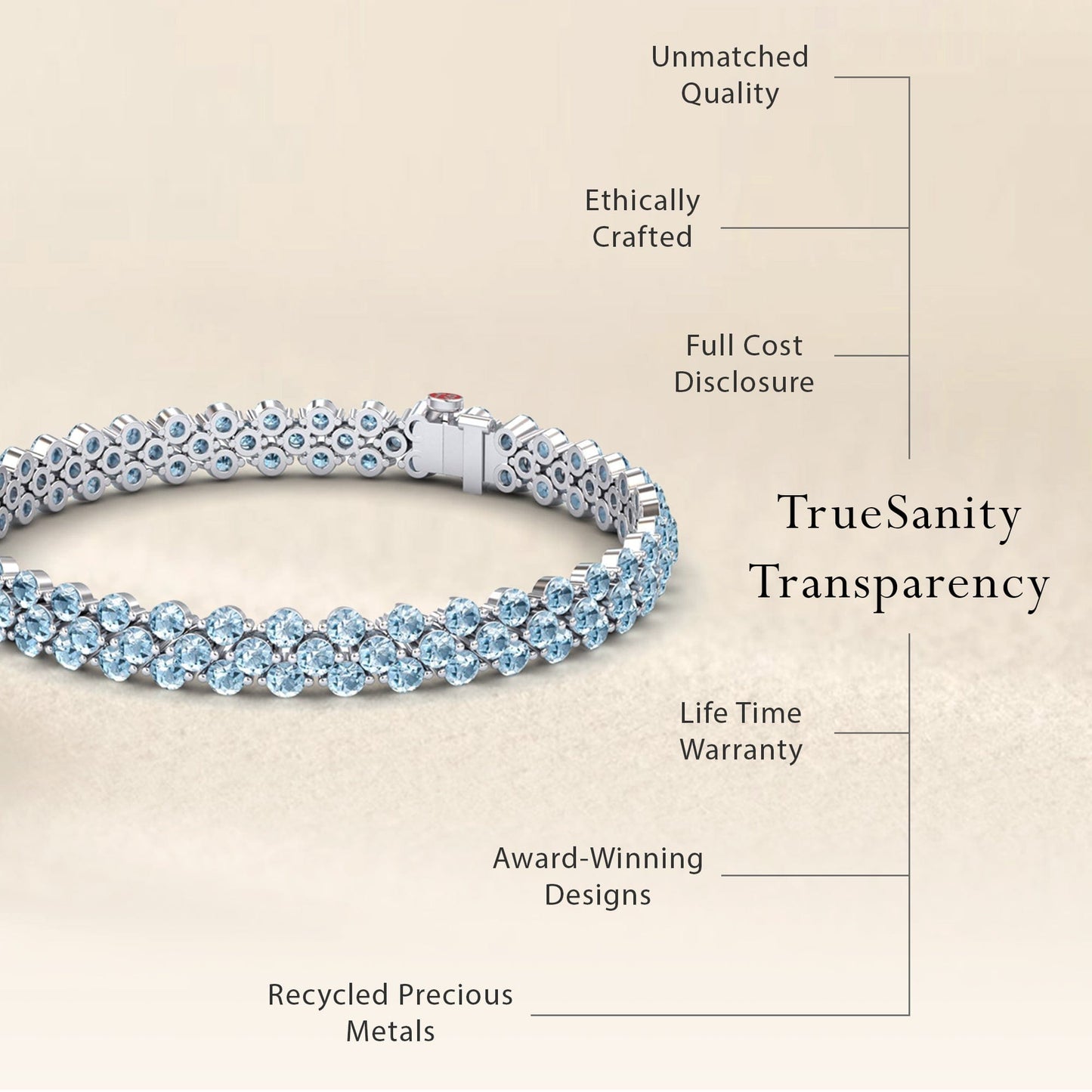 Lab Grown Aquamarine Spinel Double Row Tennis Bracelet - Yifei