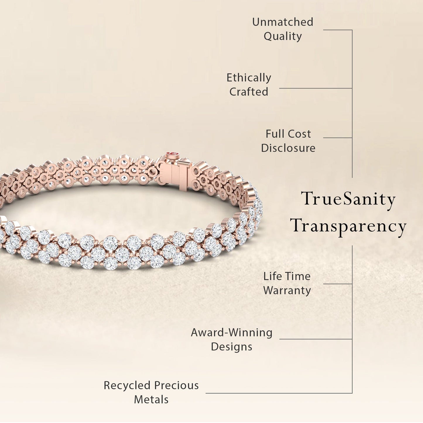 Lab Grown White Diamond Double Row Tennis Bracelet - Yifei
