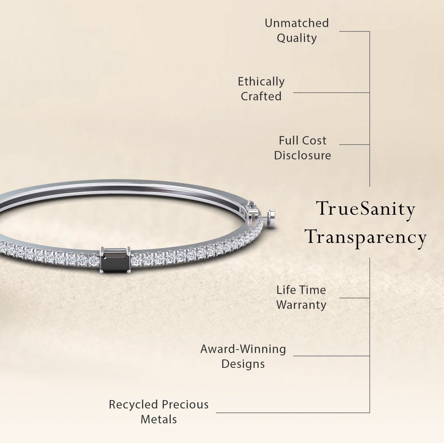 Black & White Diamond Fancy Bangle Bracelet - Amandine
