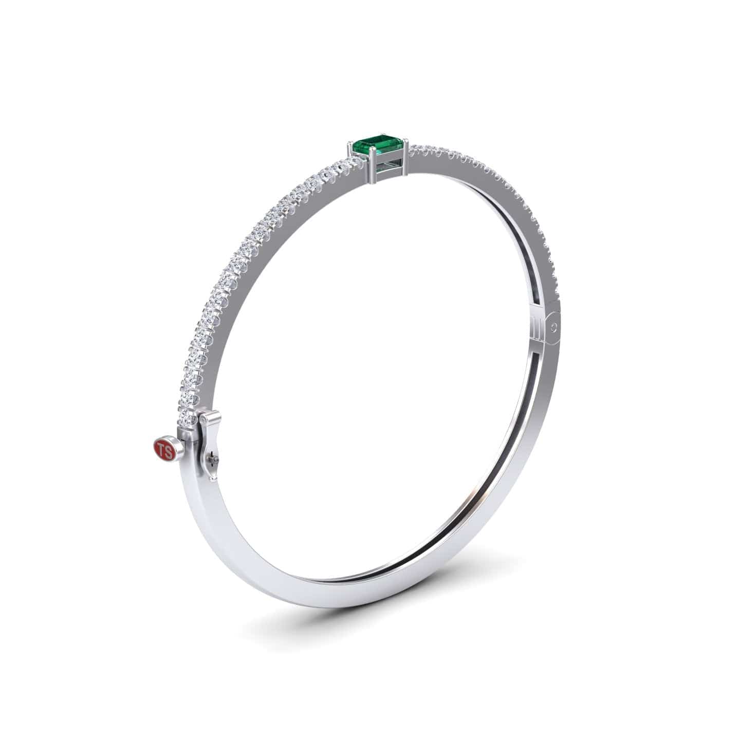 Emerald & Diamond Fancy Bangle Bracelet - Amandine