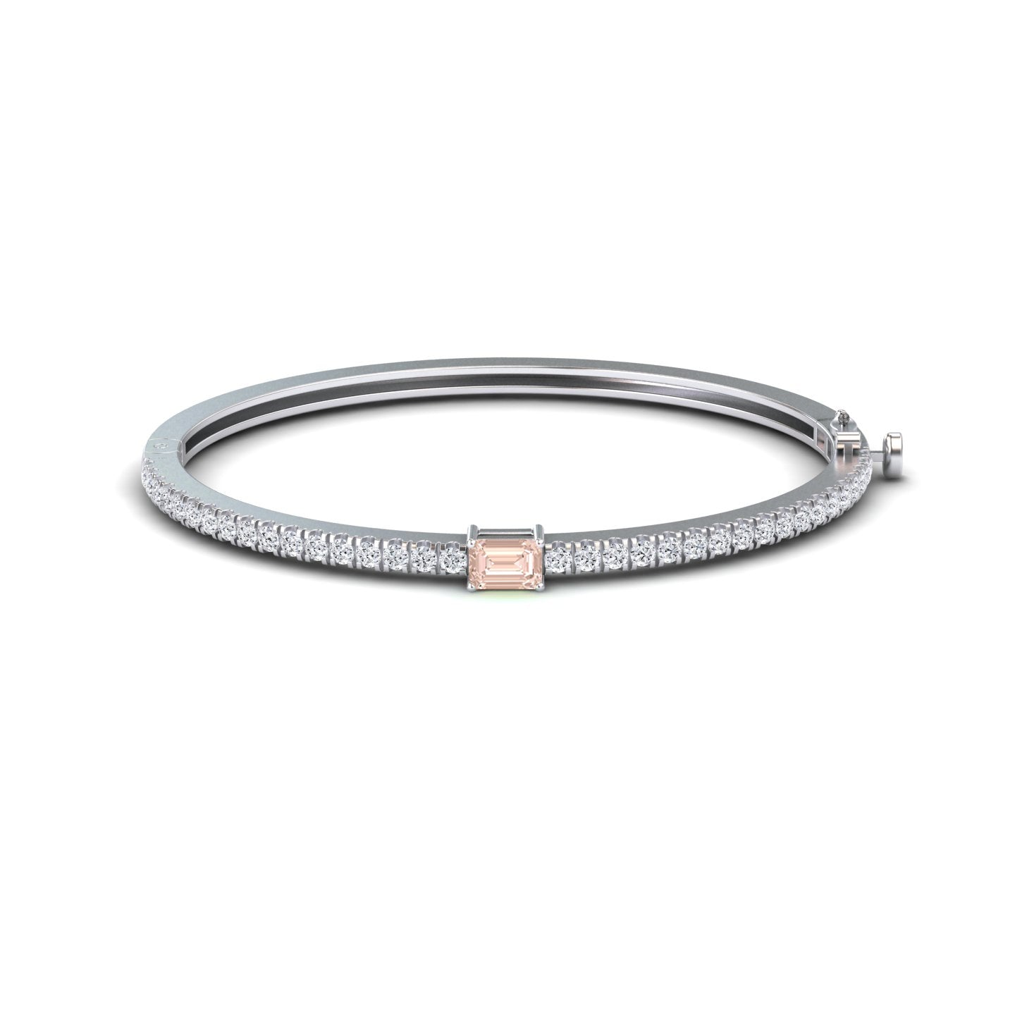 Morganite & Diamond Fancy Bangle Bracelet