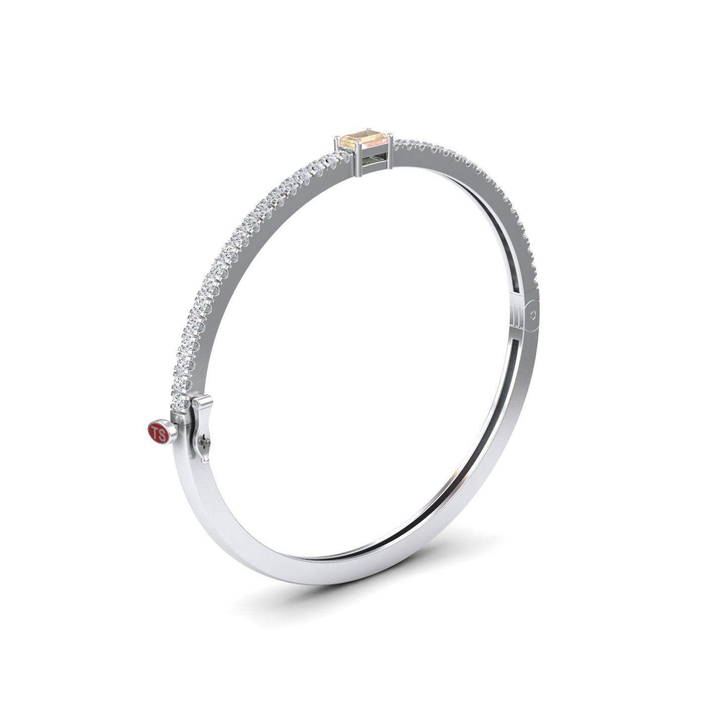 Morganite & Diamond Fancy Bangle Bracelet