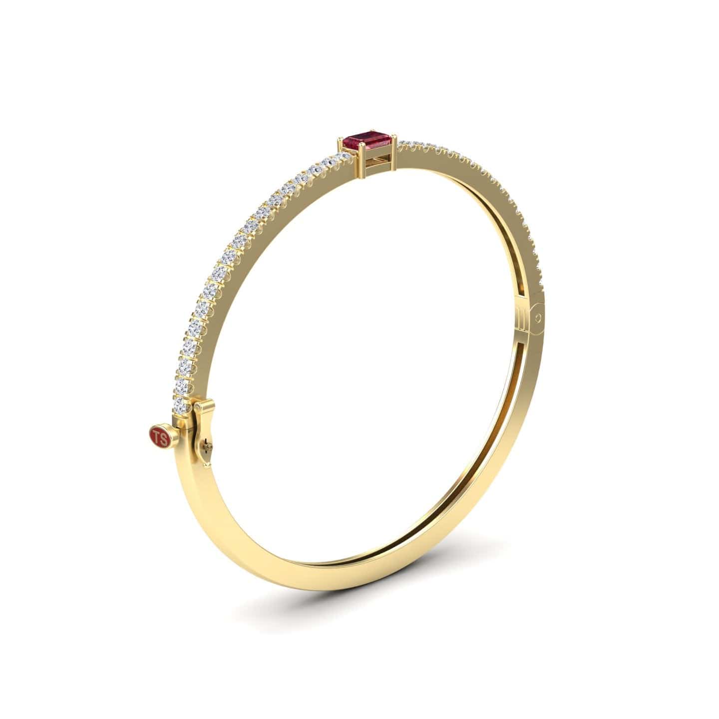 Ruby & Diamond Fancy Bangle Bracelet - Amandine