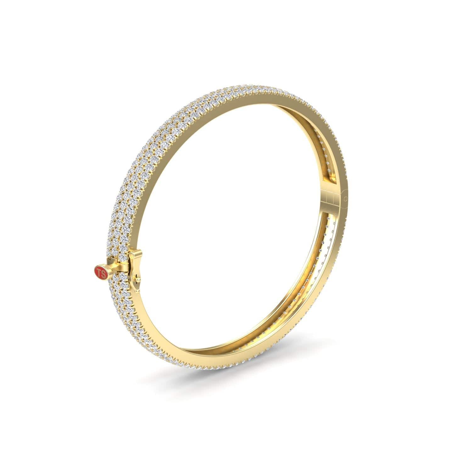 White Diamond Triple Row Pave Bangle Bracelet - Camila