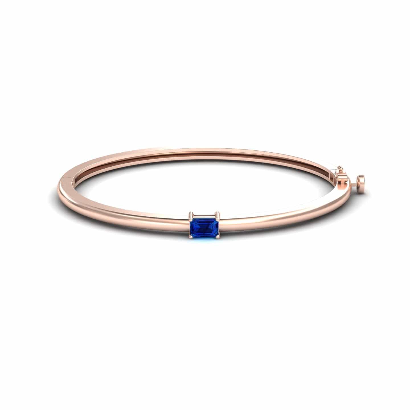 Blue Sapphire Solitaire Bangle Bracelet - Chelsea