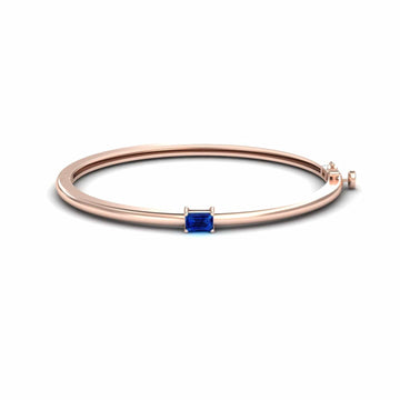 Blue Sapphire Solitaire Bangle Bracelet - Chelsea